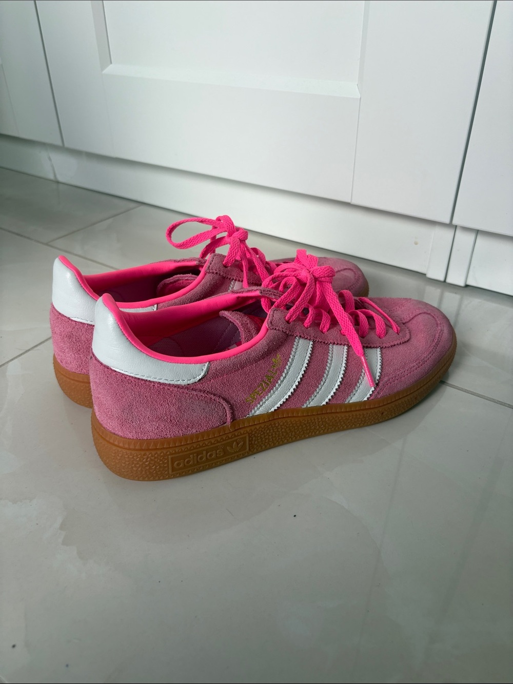 adidas Pink Suede Gazelle Sneakers with White Stripes - Picture 3 of 4